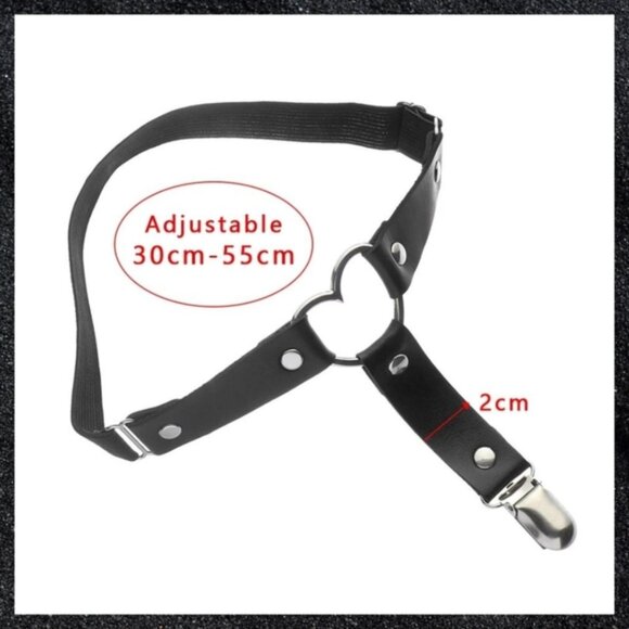 Purple Studded Open Heart Leather Thigh Garter Harness Pair Set - Picture 10 of 14